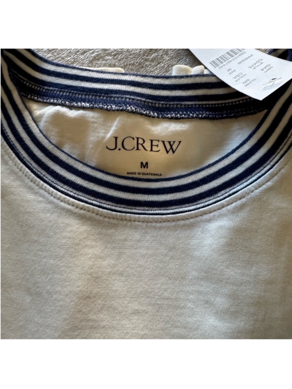 NWT J. Crew White Short-Sleeve Embroidered Nautical Anchor Tee with Navy Trim - Picture 4 of 8